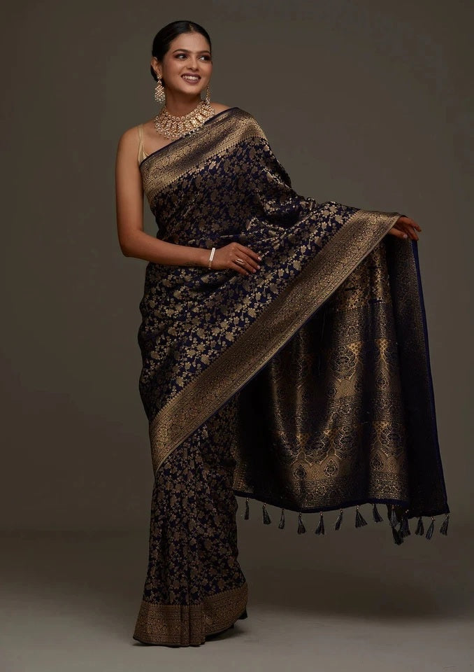 Traditional Wear Banarasi Soft Silk Saree , Designer Sari & Blouse