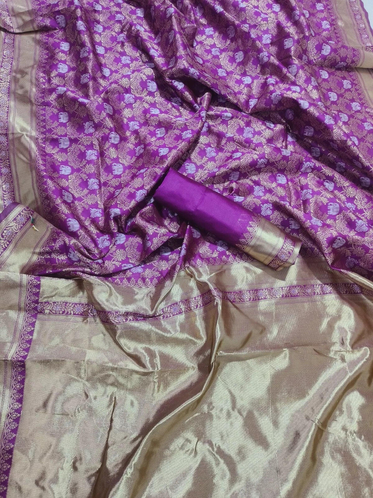 Banarasi Soft Silk Traditional Saree , Designer Party Wear Saree & Blouse