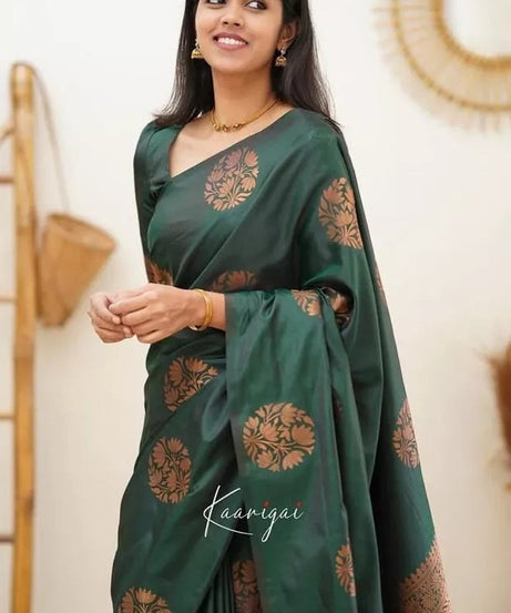 Soft Lichi Silk Rich Pallu Jacquard Work Saree With Blouse