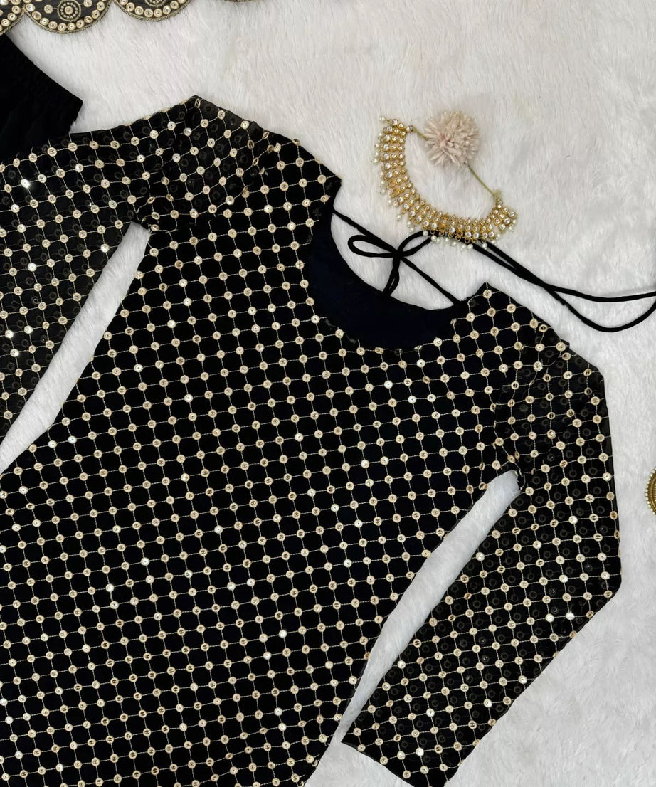 Georgette With Sequence Work  Pakistani Top Sharara Dupatta