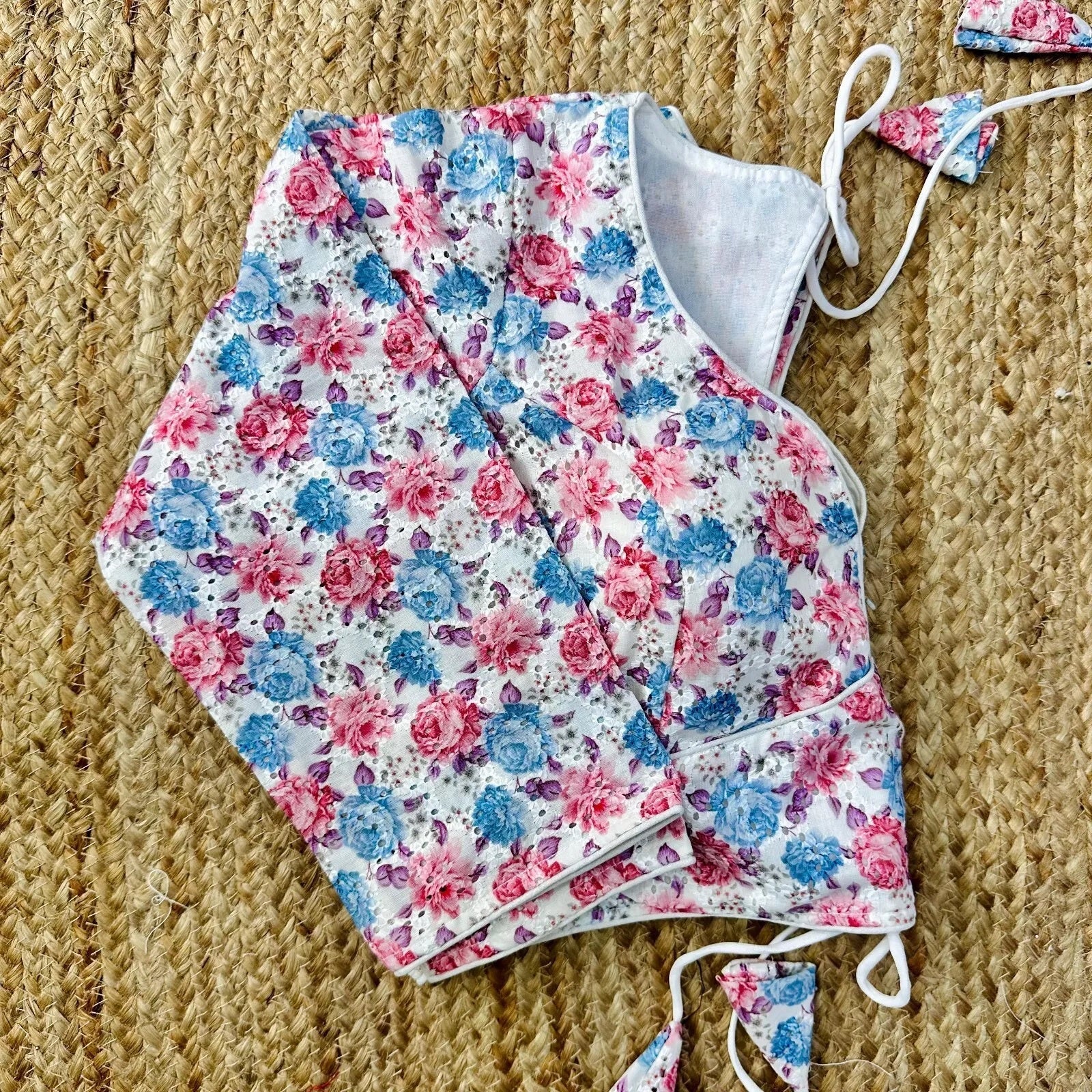 Wedding Hakoba With Flower Print All Over Blouse Choli