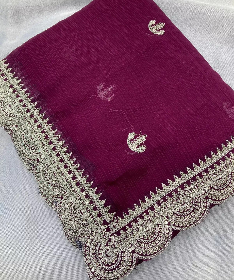 Traditional Party Zomato Chiffon Silk Saree, Wedding Bollywood Sari & Blouse