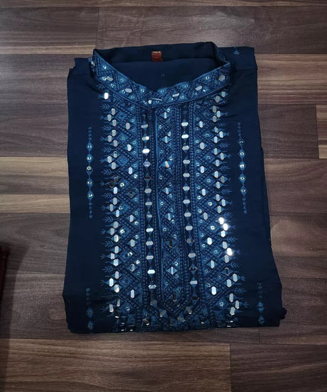 Classic Beautiful Exclusive Stitched 14 Kg Roman Silk Kurta Pajama For Mens