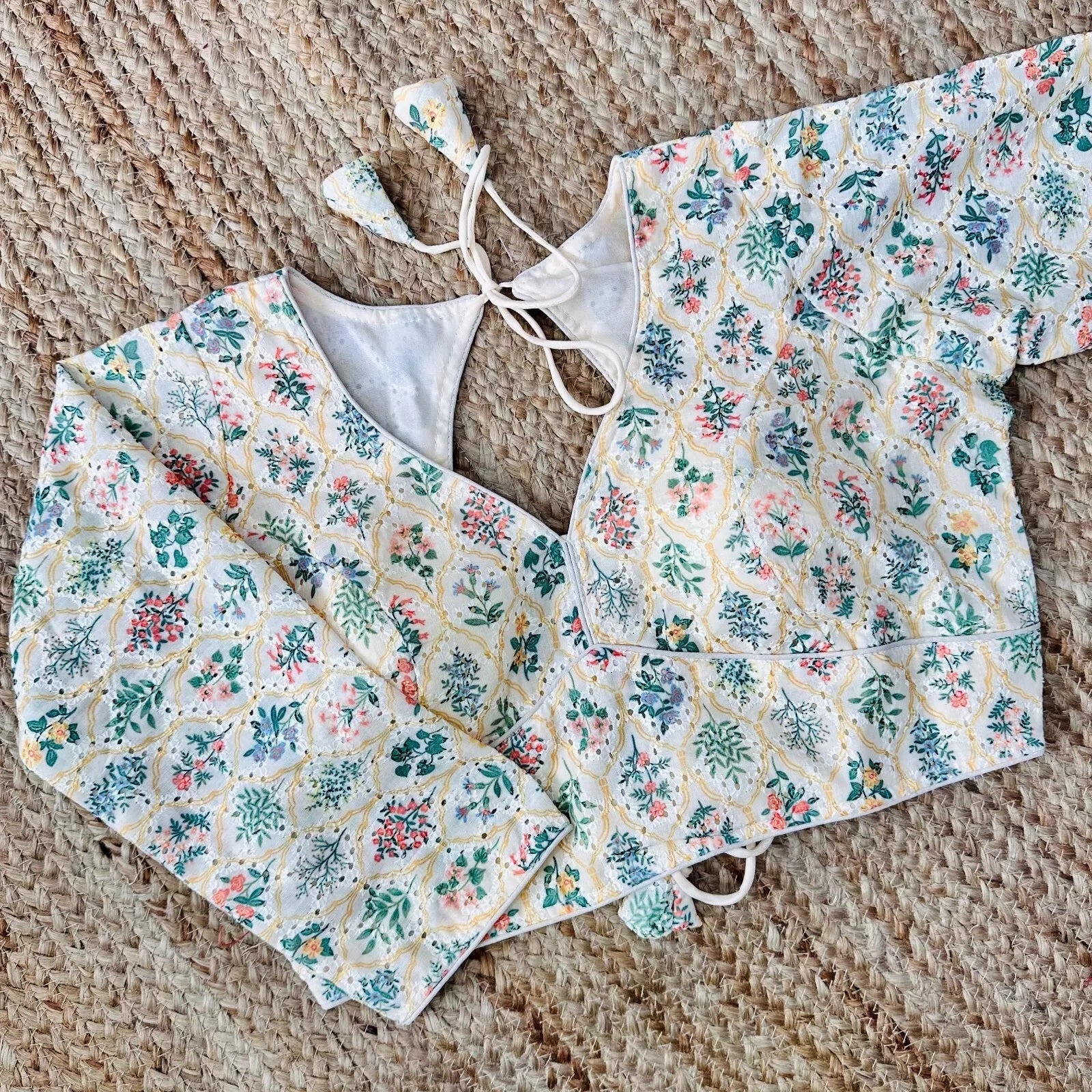 Wedding Hakoba With Flower Print All Over Blouse Choli