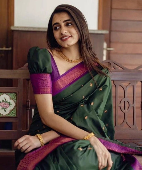 Banarasi Soft Silk Wedding Saree With Jacquard Border Blouse fancy Saree11-KT