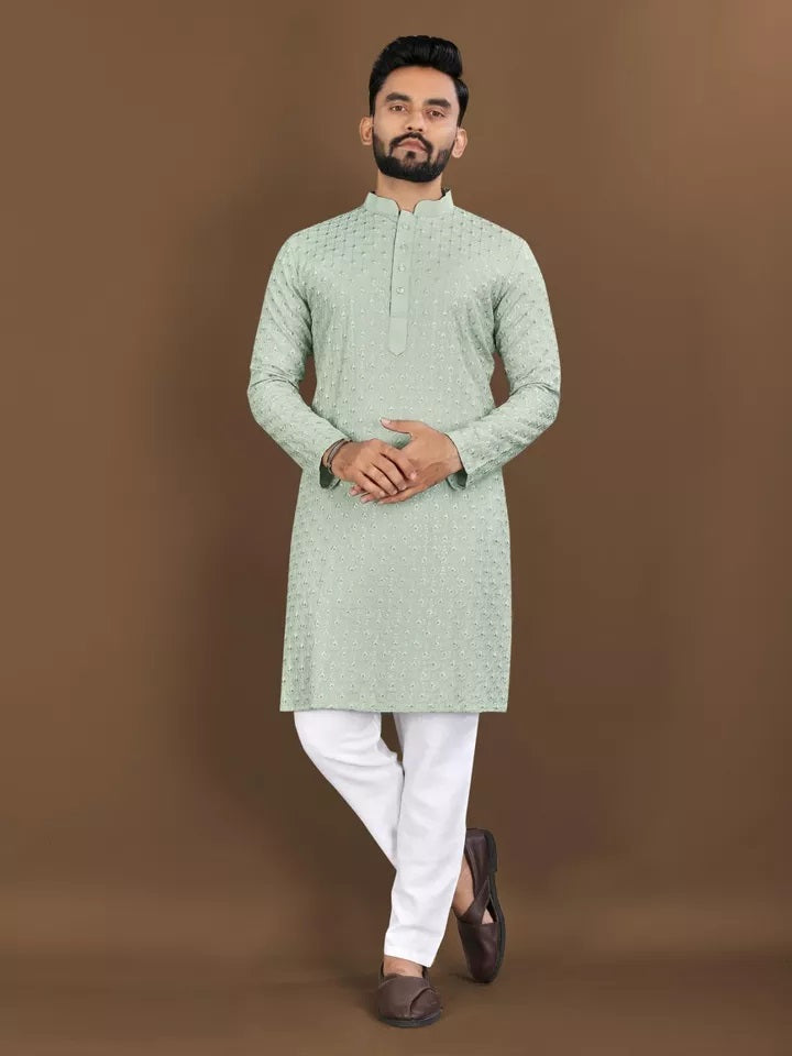 Bollywood Classic Full Stitched Rayon Kurta Pajama Set For Men's