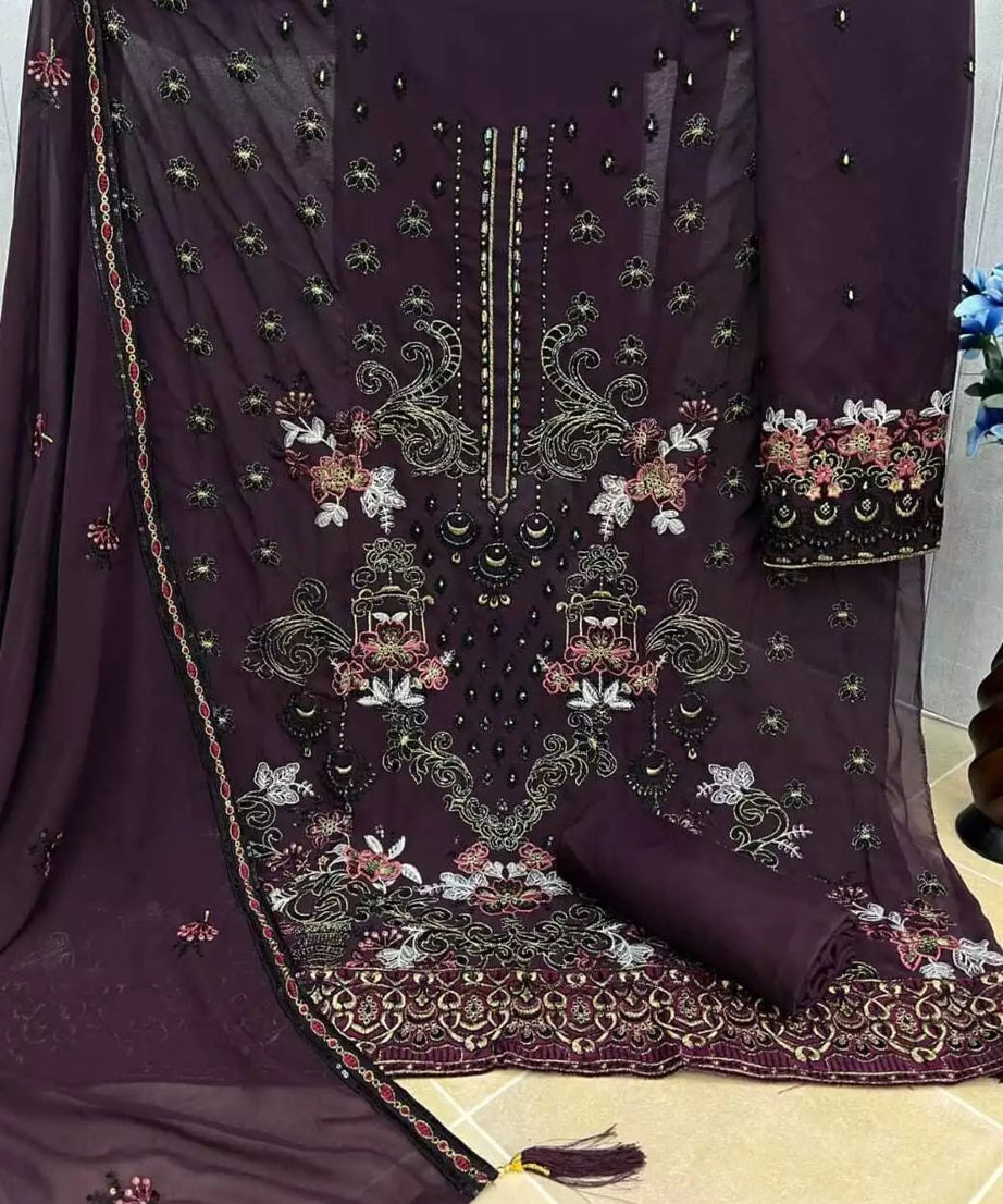 Georgette With Embroidery Stitched Work Salwar Kameez Suit