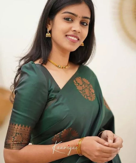 Soft Lichi Silk Rich Pallu Jacquard Work Saree With Blouse