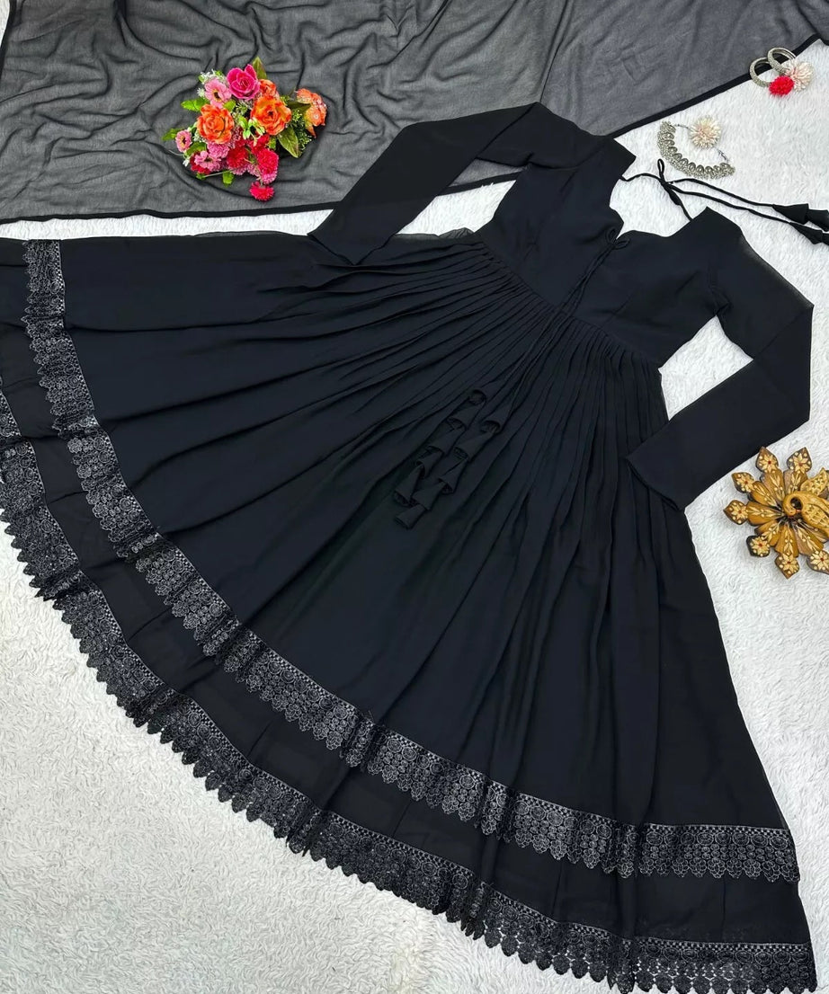 Designer Faux Georgette Long Anarkali Gown & Dupatta