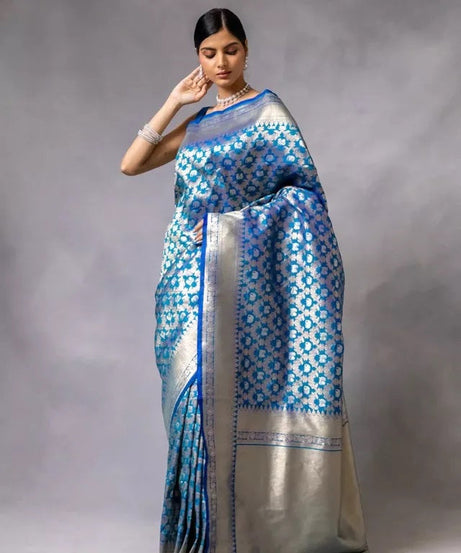 Banarasi Soft Silk Sari With Blouse