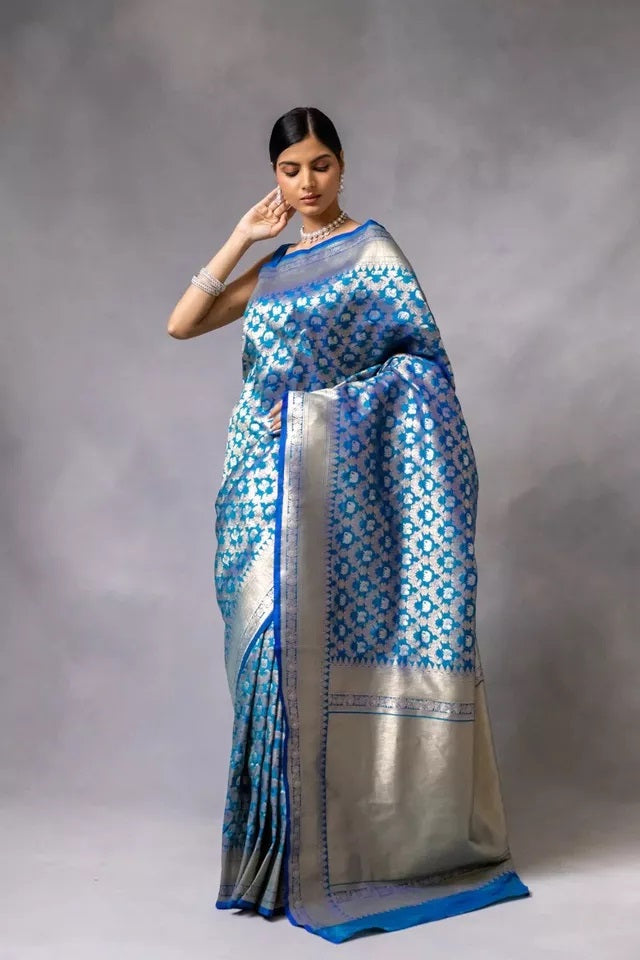 Banarasi Soft Silk Sari With Blouse