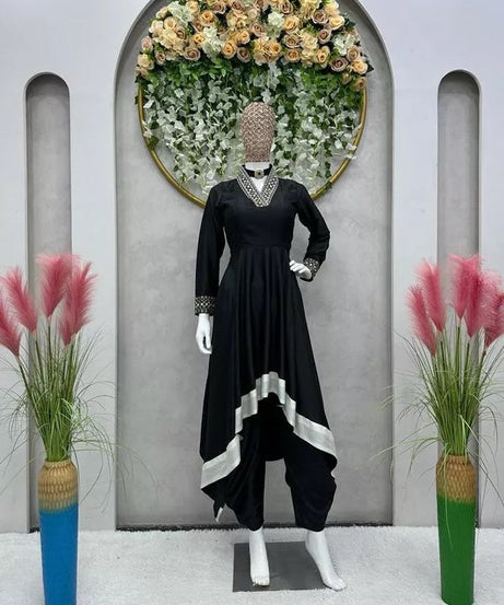 Indian Bollywood Ethnic Silk Suit Dhoti & 2 Piece Set