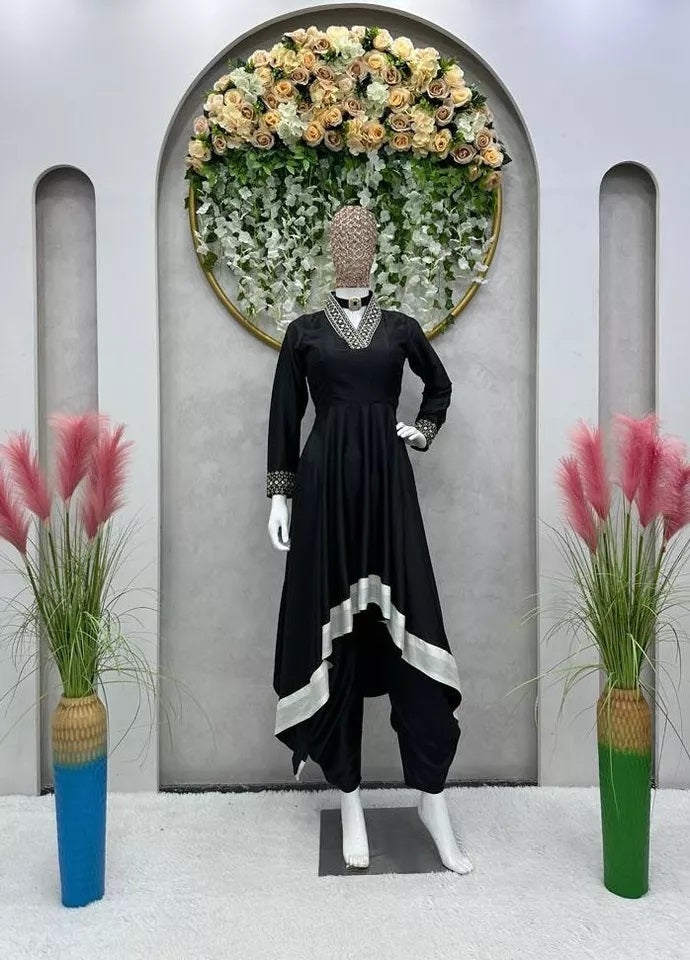 Indian Bollywood Ethnic Silk Suit Dhoti & 2 Piece Set