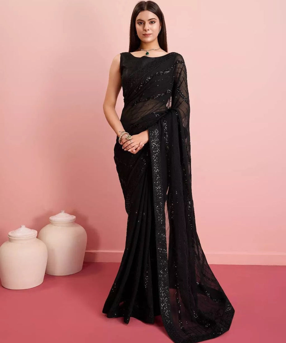 New Indian Georgette Saree,Indian Wedding Claasic Sari