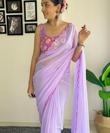 Soft Georgette Silk Saree With Blouse