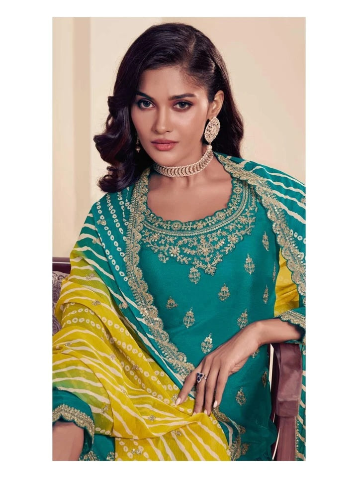 Traditional Designer Heavy Chinon , Wedding Wear Top Bottom, Dupatta