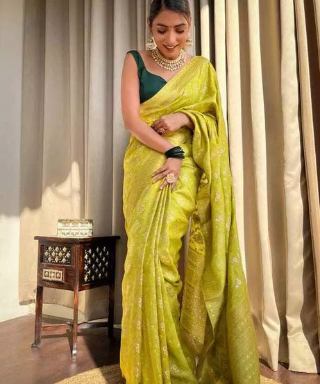 Women's Designer Banarasi Soft Silk Sari With Blouse