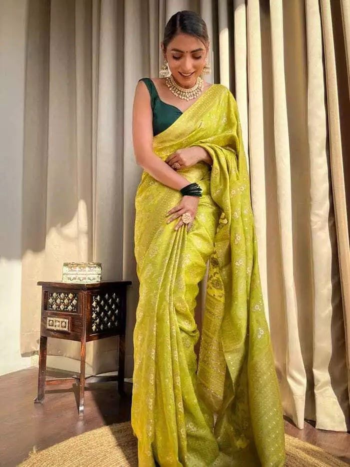Women's Designer Banarasi Soft Silk Sari With Blouse