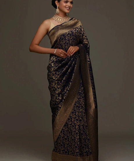 Traditional Wear Banarasi Soft Silk Saree , Designer Sari & Blouse