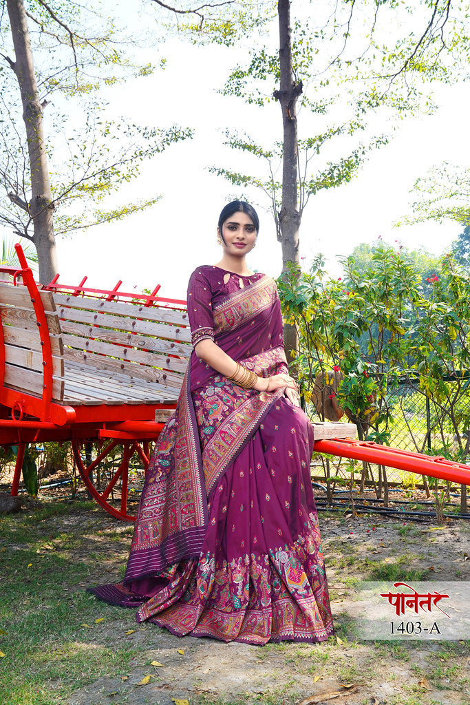 Women's Soft Pure Silk Beautifull Traditional Wear Sari With Blouse