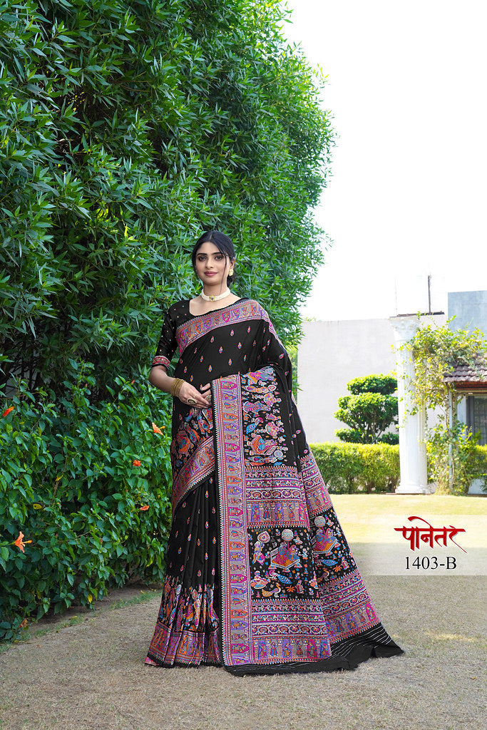 Women's Soft Pure Silk Beautifull Traditional Wear Sari With Blouse