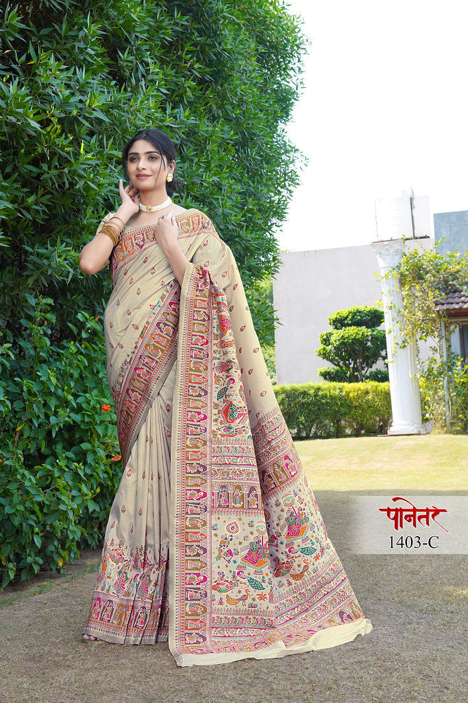 Women's Soft Pure Silk Beautifull Traditional Wear Sari With Blouse