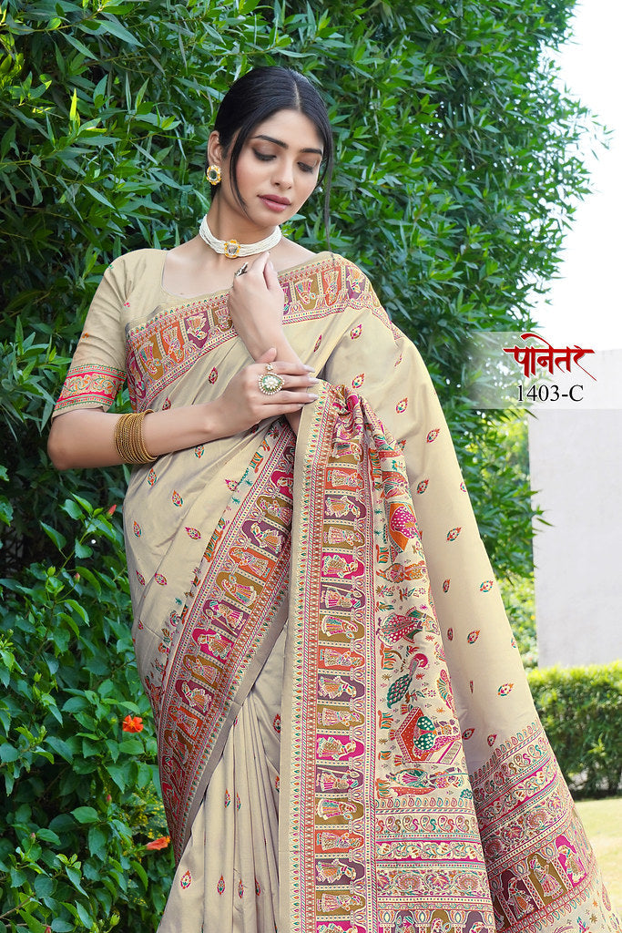 Women's Soft Pure Silk Beautifull Traditional Wear Sari With Blouse