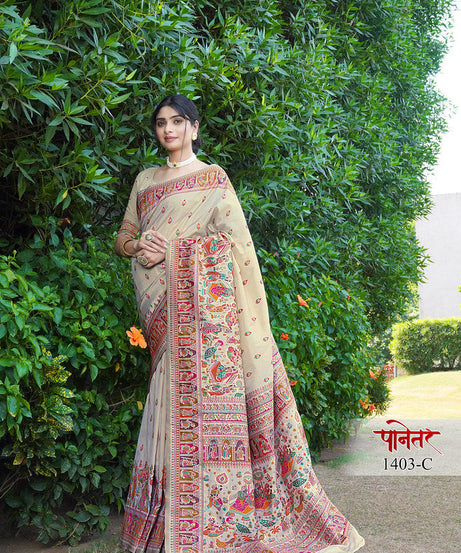 Women's Soft Pure Silk Beautifull Traditional Wear Sari With Blouse