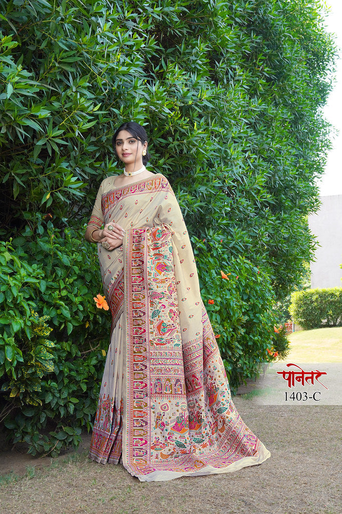 Women's Soft Pure Silk Beautifull Traditional Wear Sari With Blouse