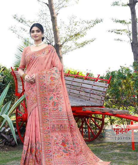 Women's Soft Pure Silk Beautifull Traditional Wear Sari With Blouse