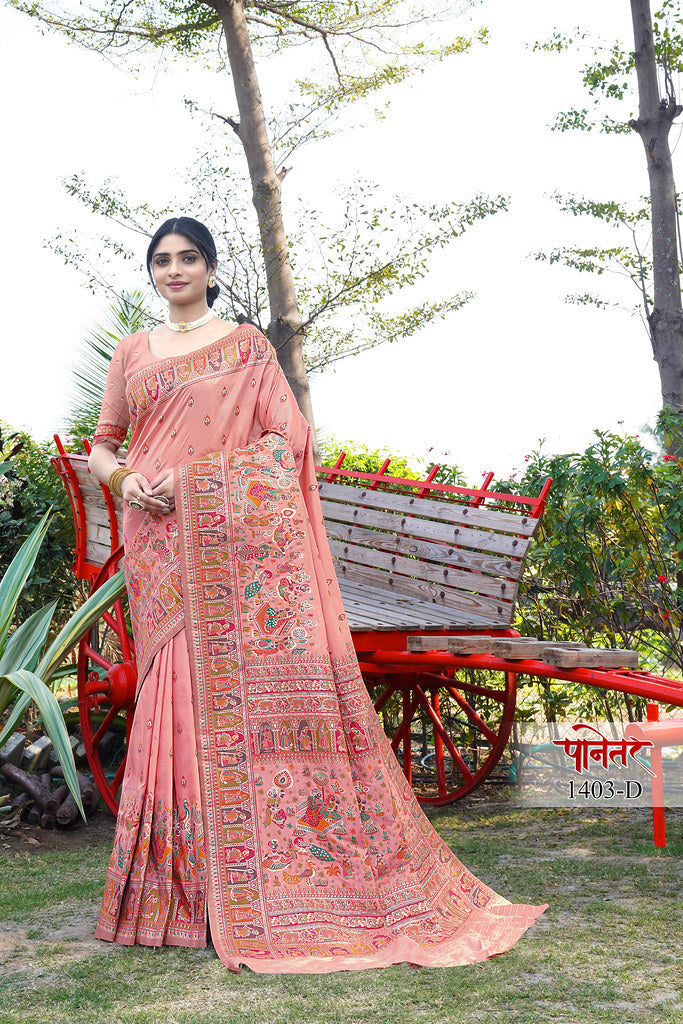 Women's Soft Pure Silk Beautifull Traditional Wear Sari With Blouse