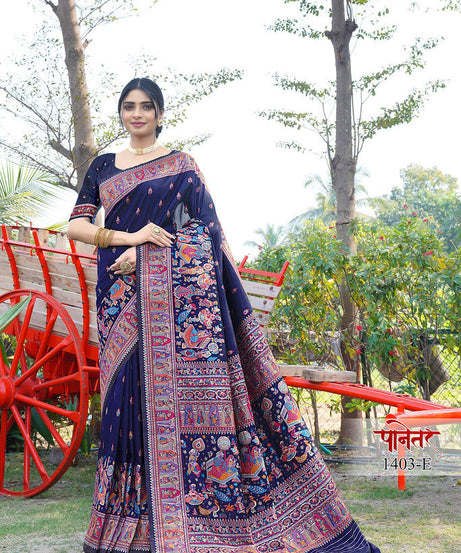 Women's Soft Pure Silk Beautifull Traditional Wear Sari With Blouse