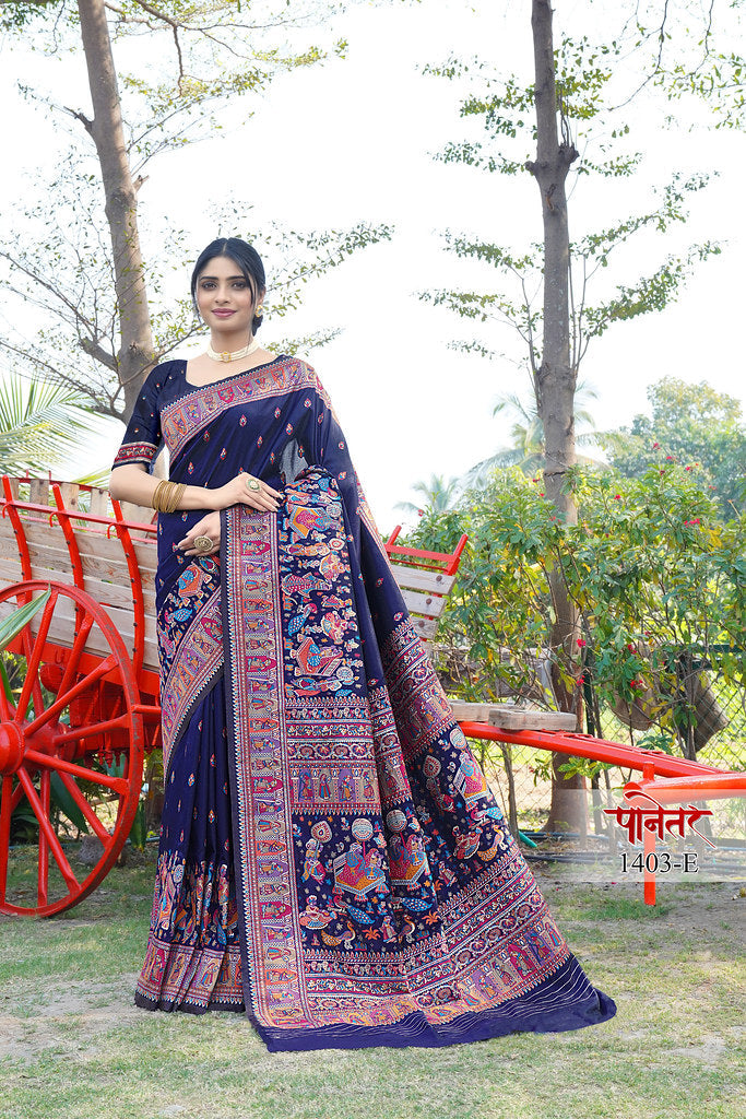 Women's Soft Pure Silk Beautifull Traditional Wear Sari With Blouse