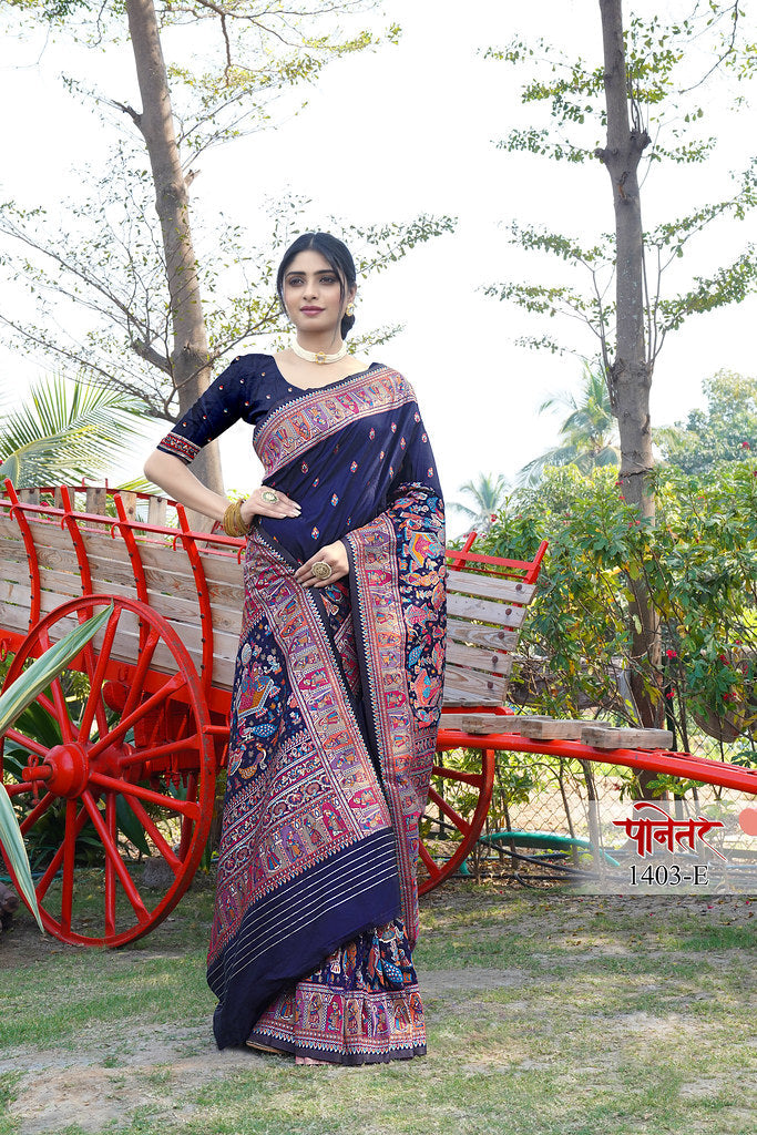 Women's Soft Pure Silk Beautifull Traditional Wear Sari With Blouse