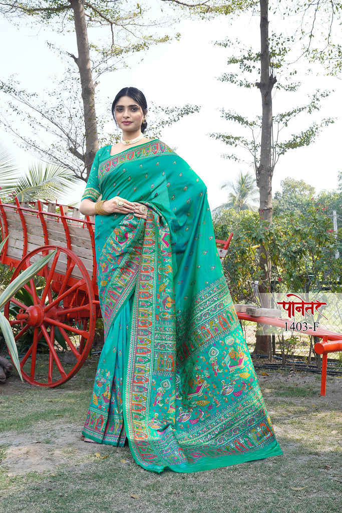 Women's Soft Pure Silk Beautifull Traditional Wear Sari With Blouse
