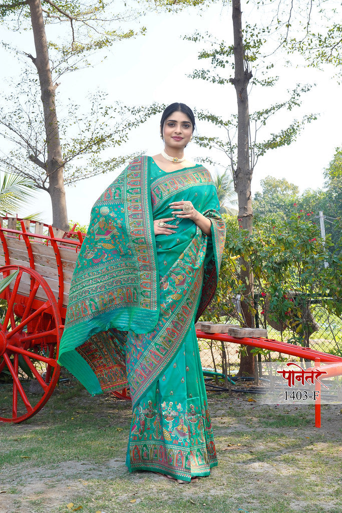 Women's Soft Pure Silk Beautifull Traditional Wear Sari With Blouse