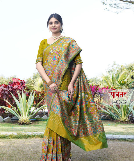Women's Soft Pure Silk Beautifull Traditional Wear Sari With Blouse