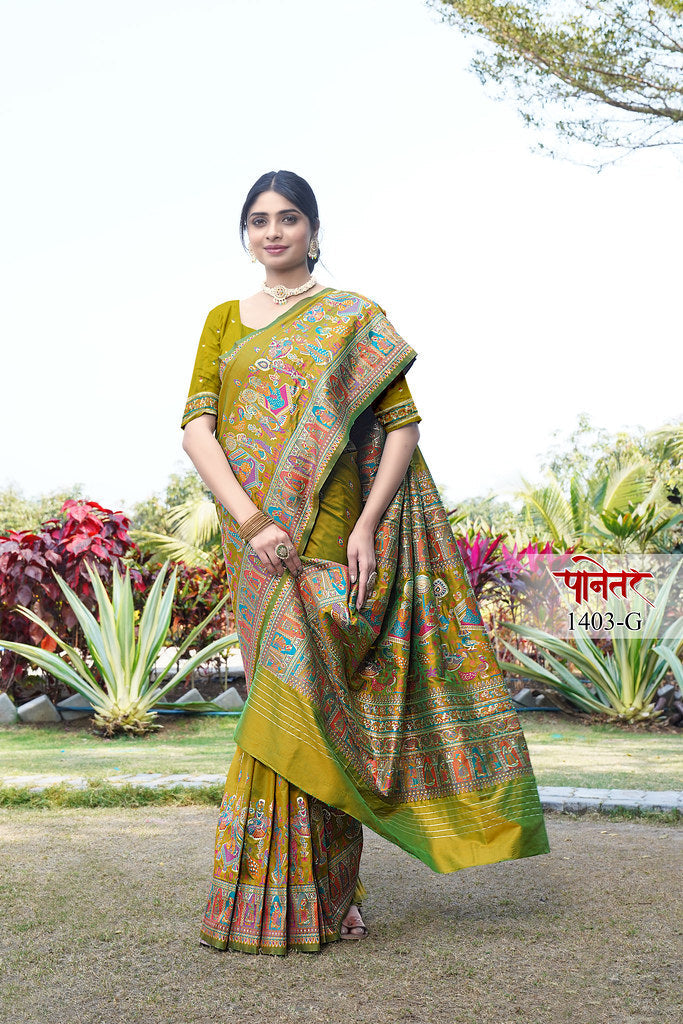 Women's Soft Pure Silk Beautifull Traditional Wear Sari With Blouse