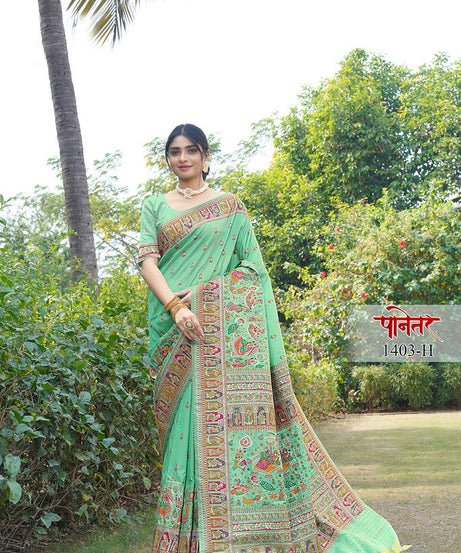 Women's Soft Pure Silk Beautifull Traditional Wear Sari With Blouse