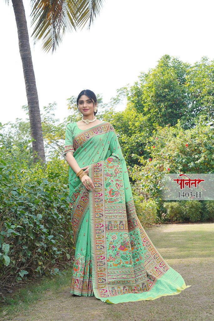 Women's Soft Pure Silk Beautifull Traditional Wear Sari With Blouse