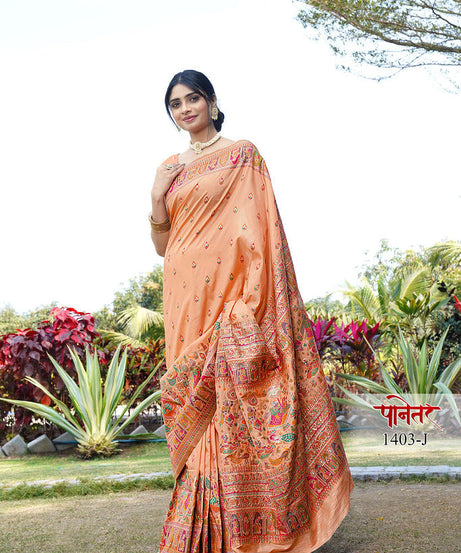 Women's Soft Pure Silk Beautifull Traditional Wear Sari With Blouse