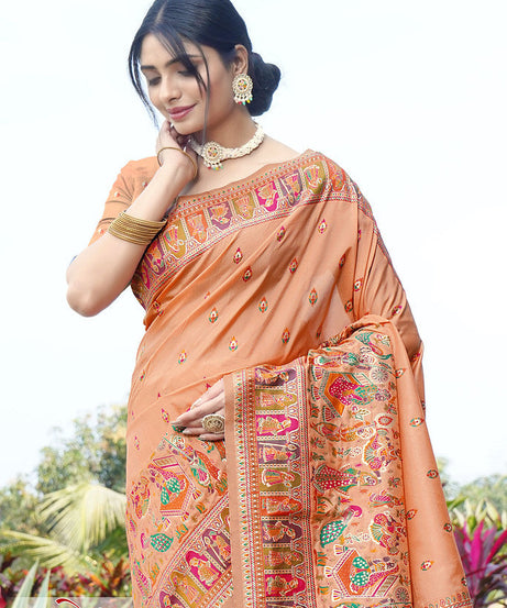 Women's Soft Pure Silk Beautifull Traditional Wear Sari With Blouse