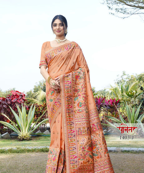 Women's Soft Pure Silk Beautifull Traditional Wear Sari With Blouse