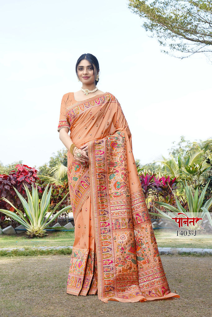 Women's Soft Pure Silk Beautifull Traditional Wear Sari With Blouse