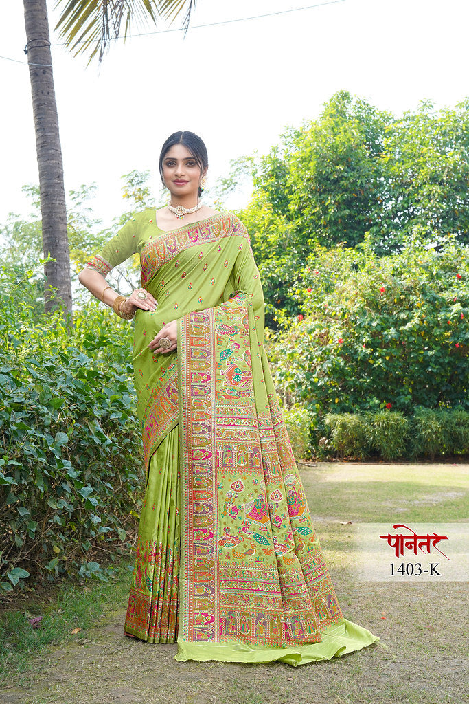 Women's Soft Pure Silk Beautifull Traditional Wear Sari With Blouse