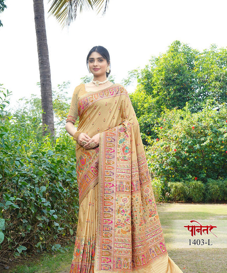 Women's Soft Pure Silk Beautifull Traditional Wear Sari With Blouse