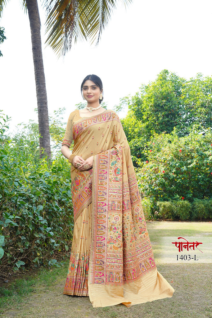 Women's Soft Pure Silk Beautifull Traditional Wear Sari With Blouse