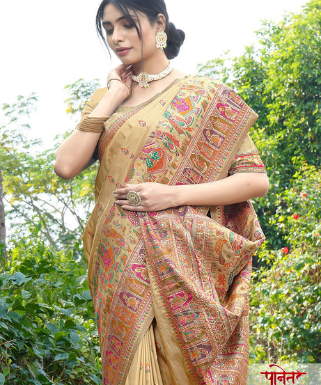 Women's Soft Pure Silk Beautifull Traditional Wear Sari With Blouse