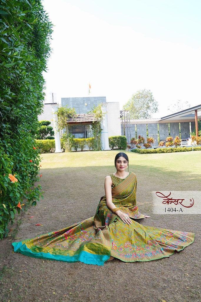 Traditional Printed Beautiful Soft Pure Silk Sari With Blouse