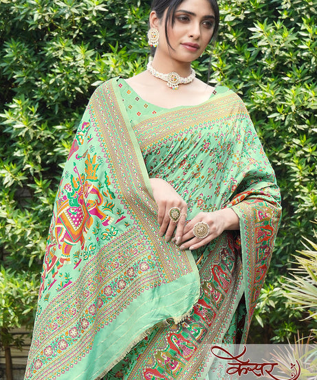 Traditional Printed Beautiful Soft Pure Silk Sari With Blouse